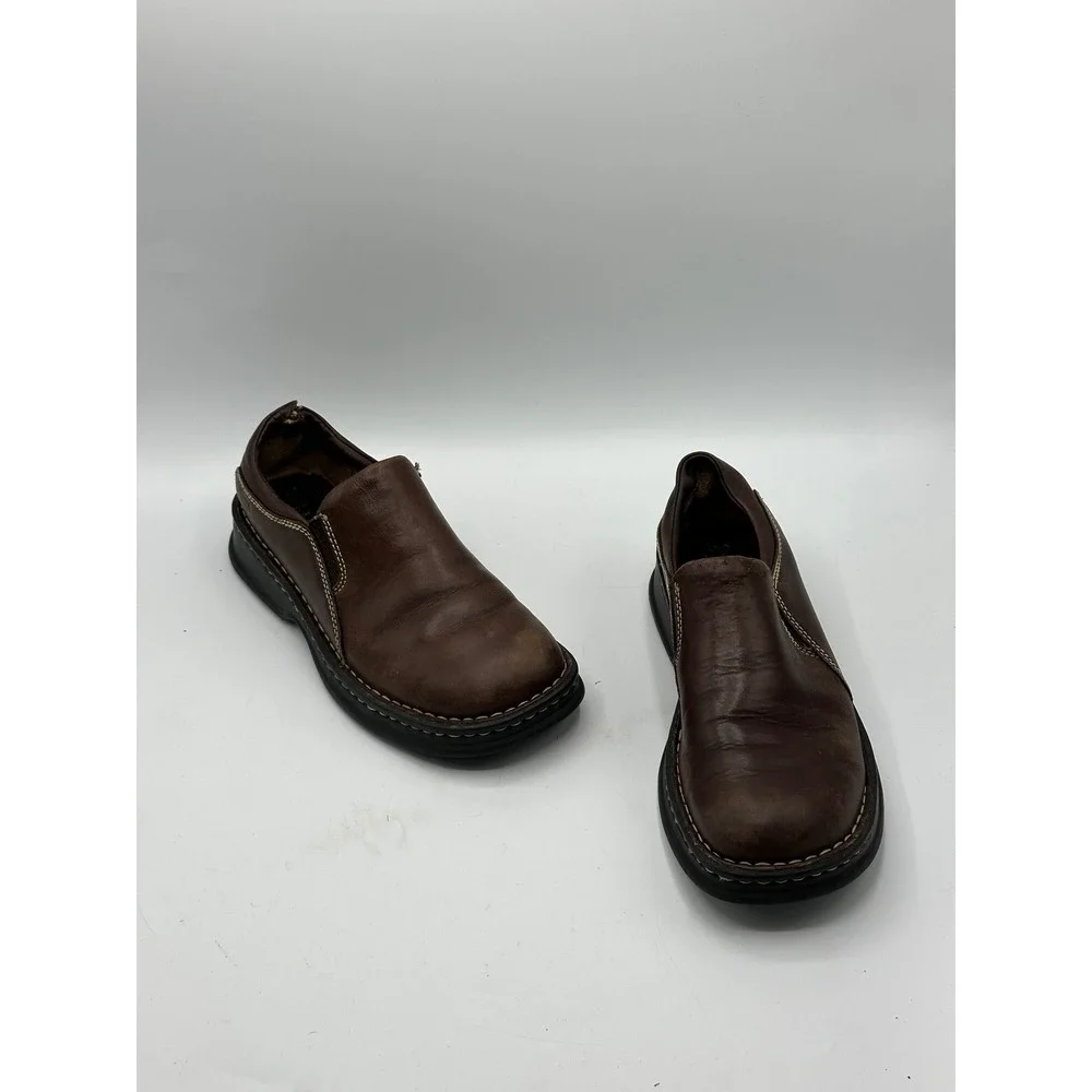 BORN Mens Brown Leather Slip On Loafers Casual Comfort Shoes Size 6.5 EU 37